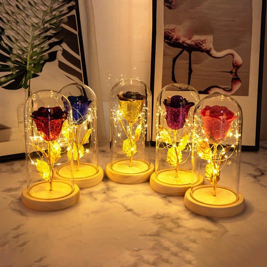 Eternal Rose Flowers LED Light in Glass Dome: Romantic Valentine's Day Gift!
